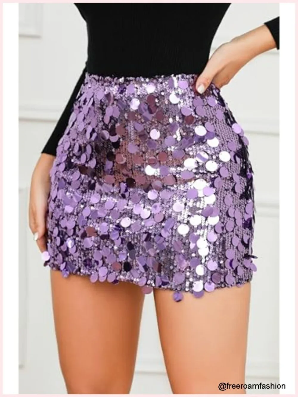 Stretchy Sequin Mini Skirt High Waist Party Clubwear